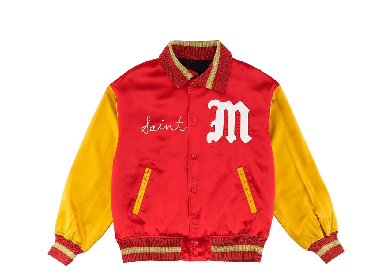 Saint Mxxxxxx Varsity Jacket Red Yellow