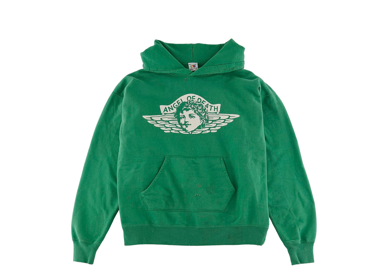 Saint Mxxxxxx Angel Hoodie Vintage Green