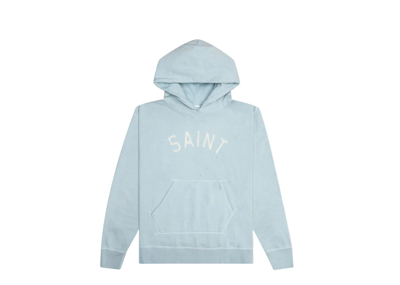 Saint Mxxxxxx Felt Hoodie Vintage Blue - photo 2