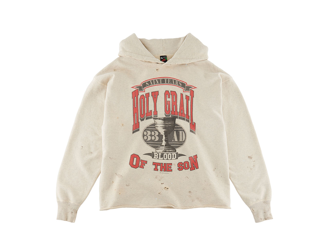 Saint Mxxxxxx x Denim Tears Holy Grail Hoodie Vintage Grey