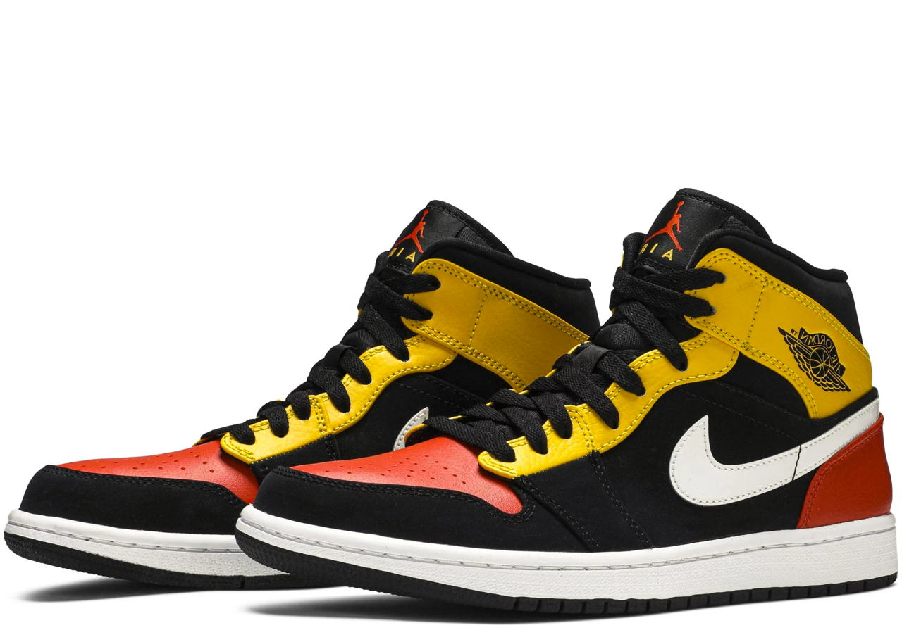 Air Jordan 1 Mid Black Amarillo Orange - photo 2