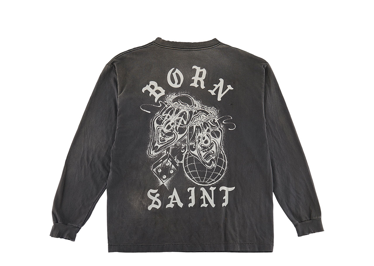 Saint Mxxxxxx x Born X Raised Born Saint L/S T-Shirt Vintage Black - photo 2