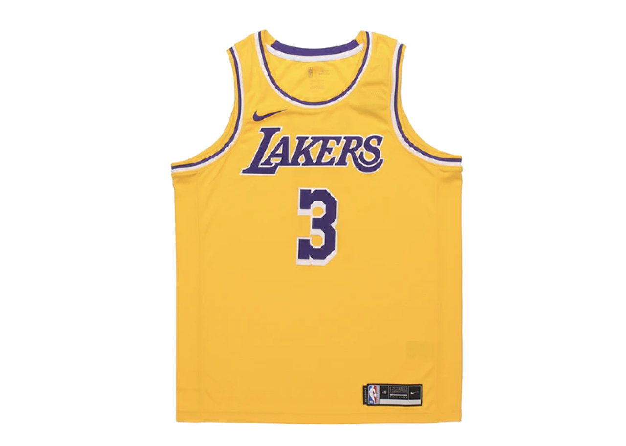 Nike NBA Basketball Jersey Season Los Angeles Lakers Davis Yellow
