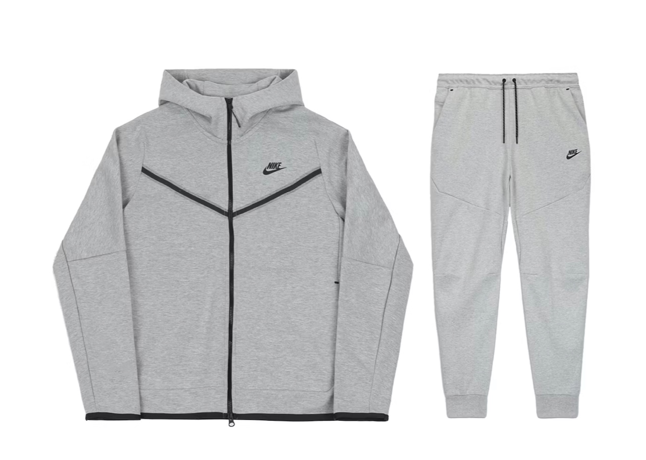 Nike Sportswear Tech Fleece Full Zip Hoodie & Joggers Set Grey