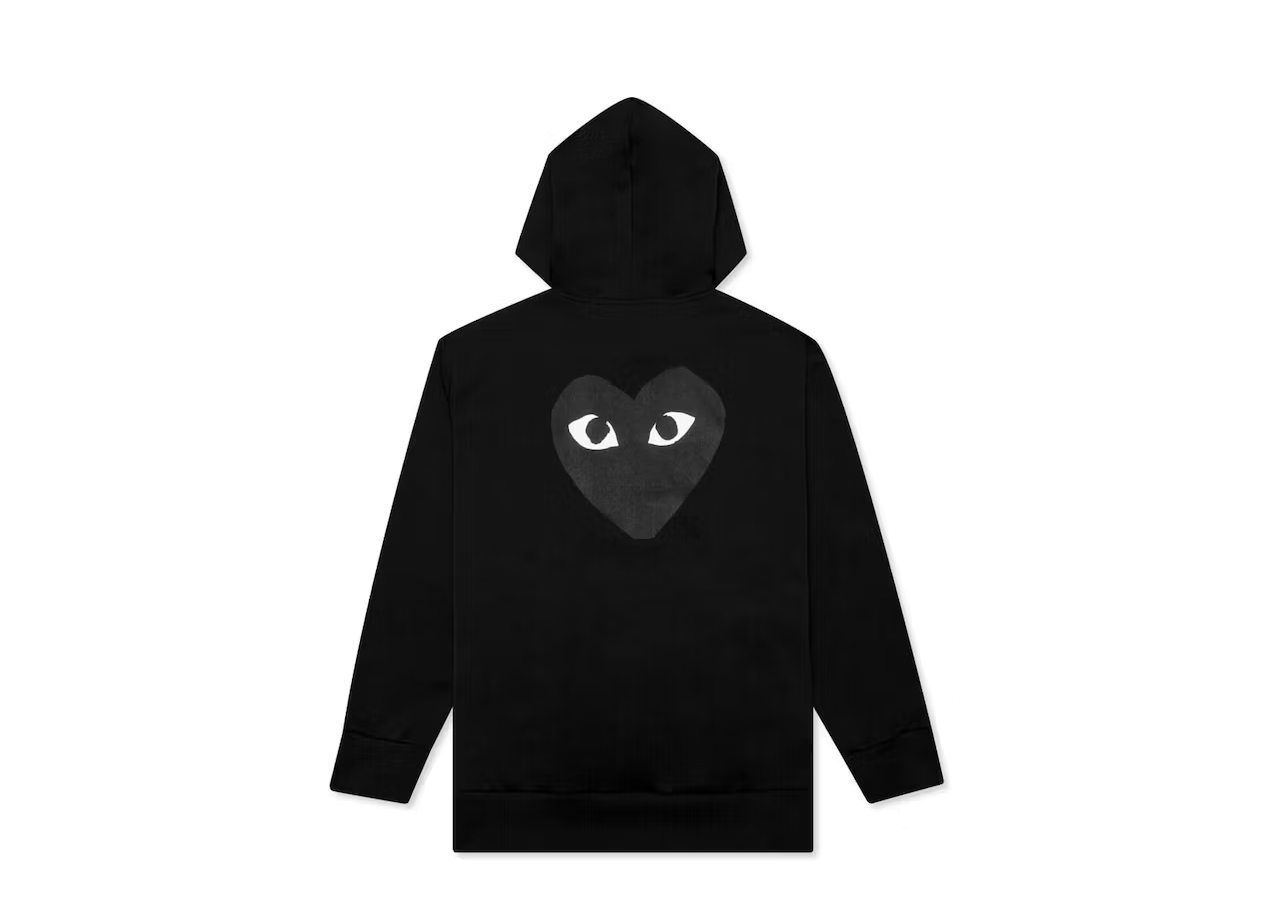 CDG Play Big Black Heart Zip Up Hoodie Black - photo 2