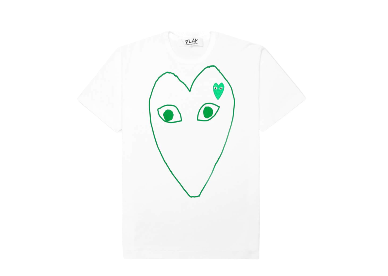 CDG Play Green Emblem Outline T-Shirt White