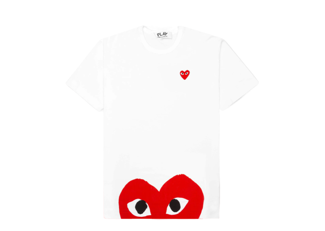 CDG Play Red Half Heart T-Shirt White