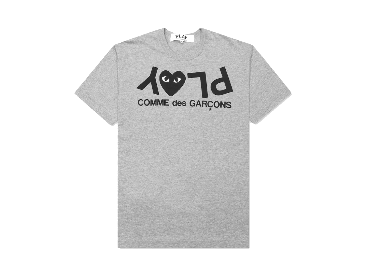CDG Play Inverted Text T-Shirt Grey