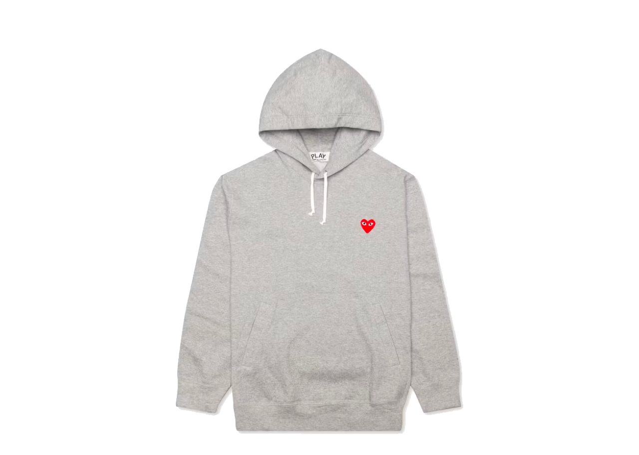 CDG Play Red Heart Hoodie Grey