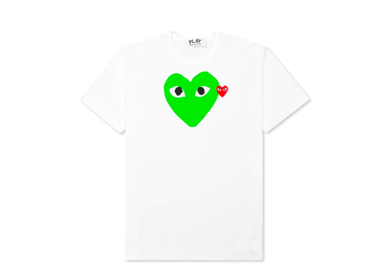 CDG Play Red Emblem Heart T-Shirt White/Green