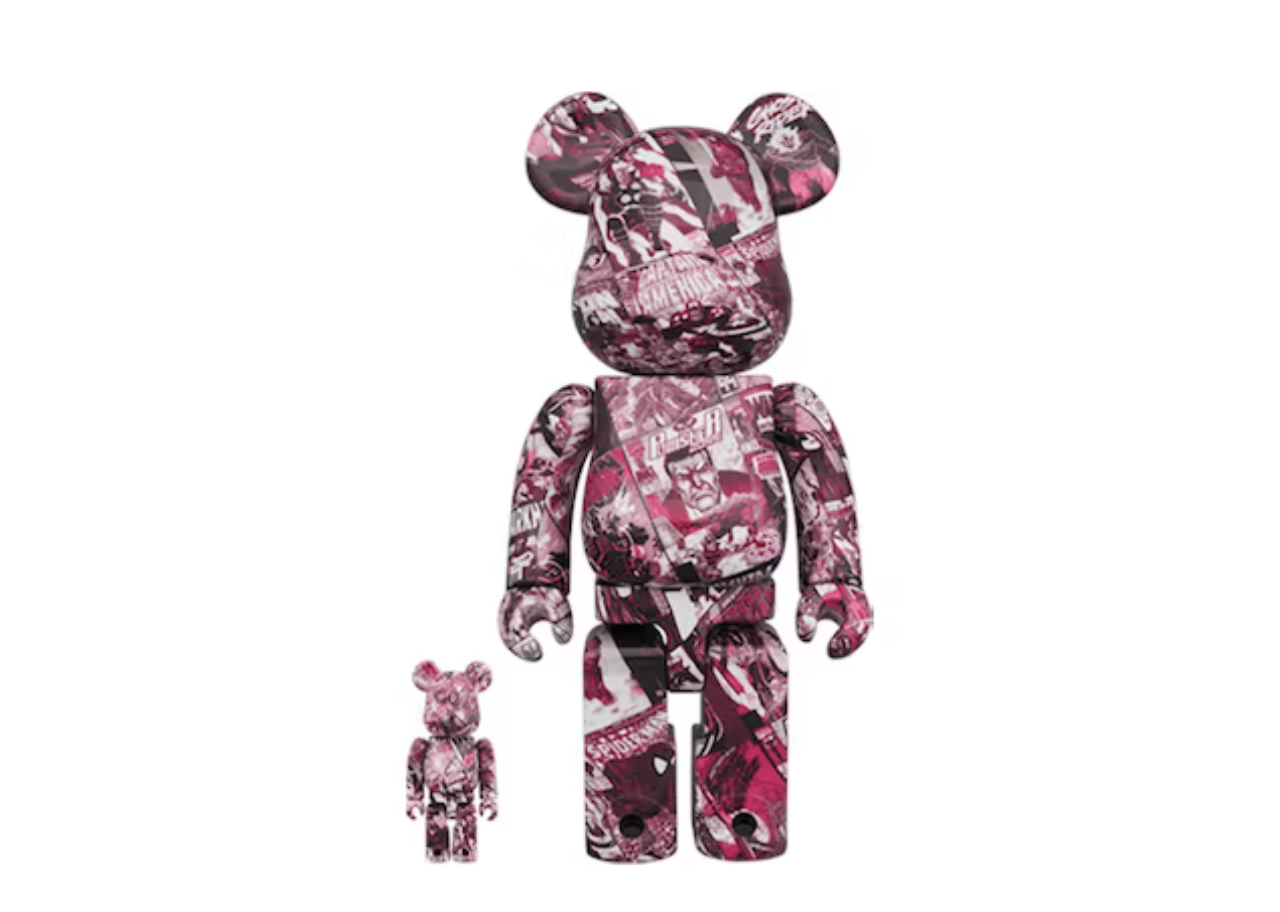 Bearbrick MARVEL 80TH ANNIVERSARY 100% & 400% Set Red Multicolor