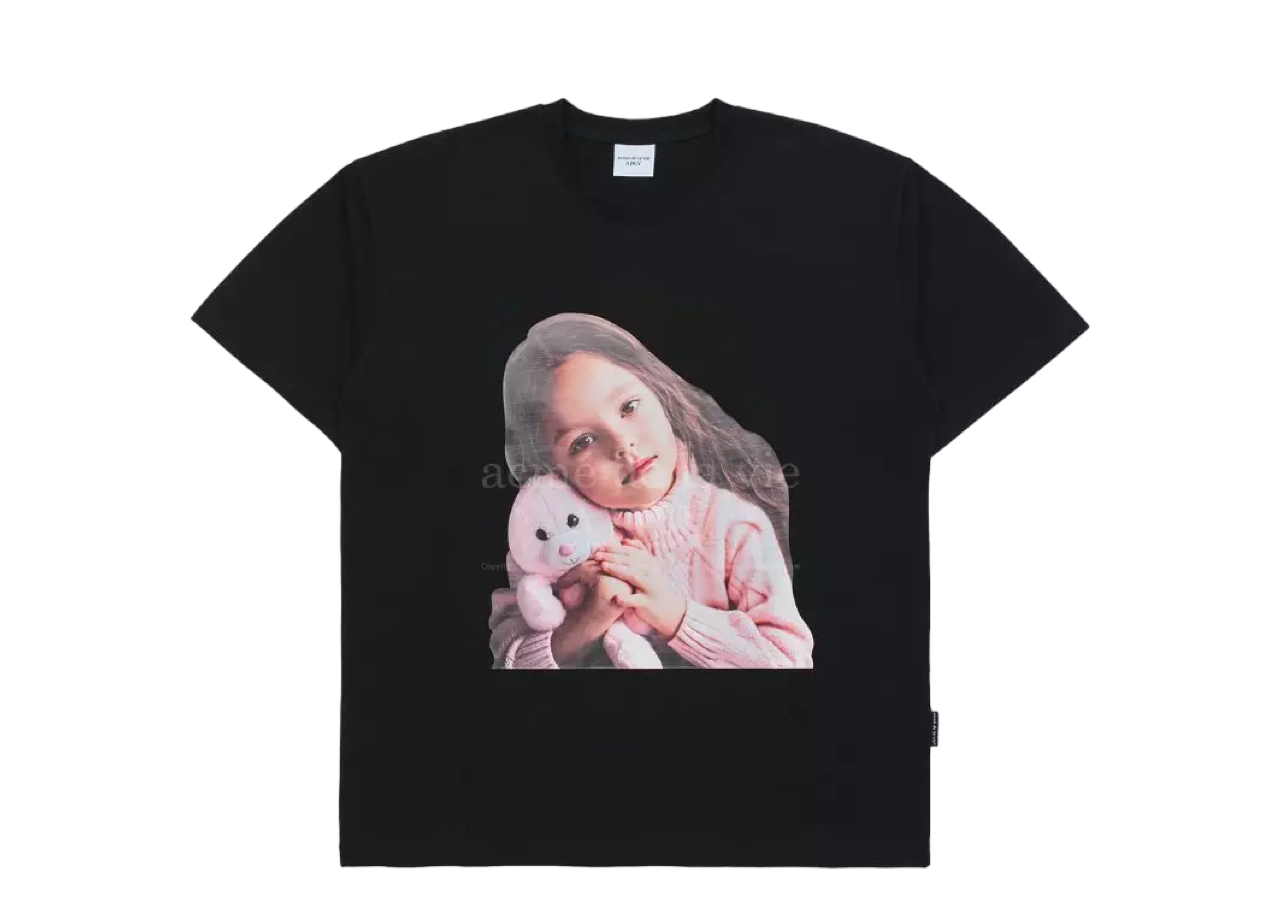 ADLV Baby Face Rabbit Doll Short Sleeve T-Shirt Black