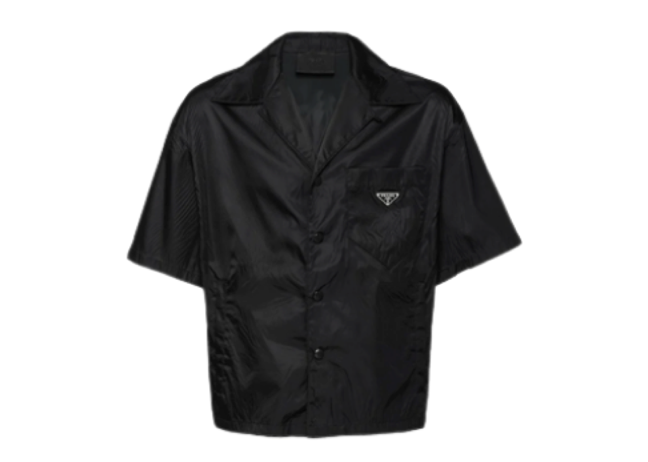 Prada Re-Nylon Short Sleeved Cropped Bowling Shirt