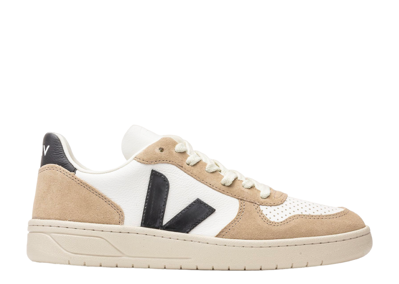 Veja V-10 Chromefree Leather White Black Sahara