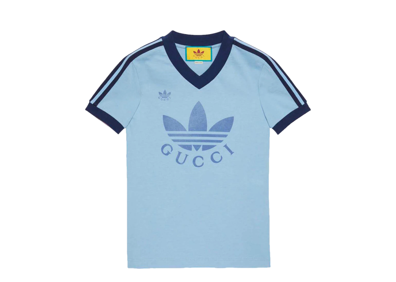 Gucci X Adidas V-Neck T-Shirt Light Blue