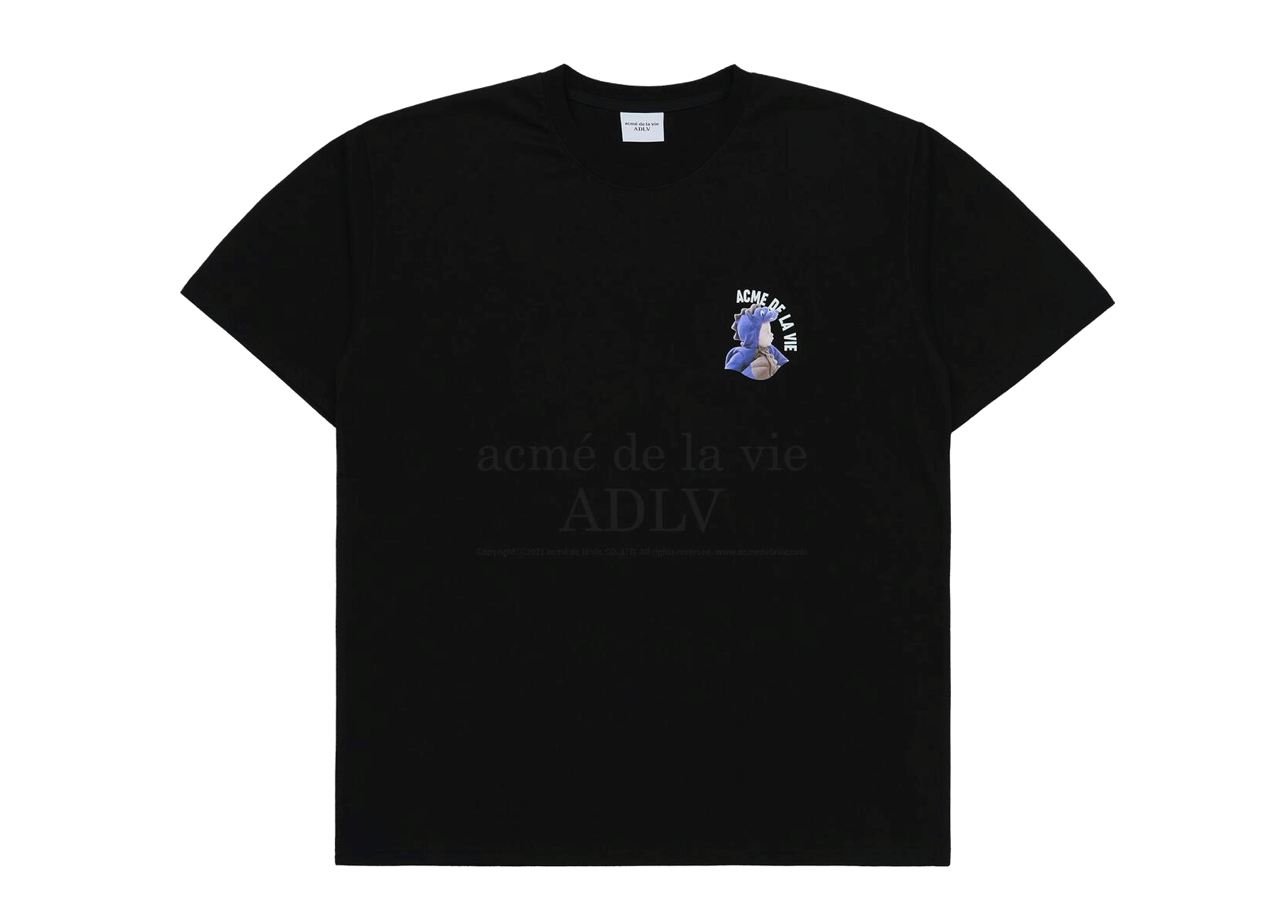 Acme De La Vie Mini Baby Face Purple Dinosaur Short Sleeve T-Shirt Black