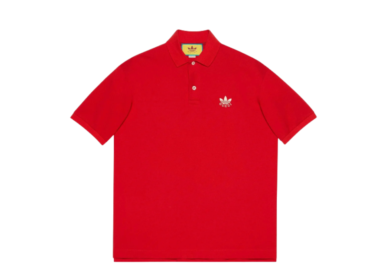 Gucci X Adidas Cotton Piquet Polo Red