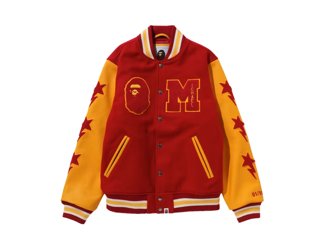 BAPE x Michael Jackson Varsity Jacket Red