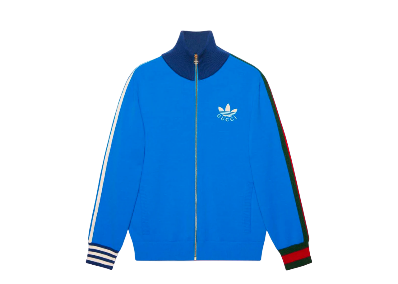 Gucci X Adidas Viscose Zip-Up Jacket Blue