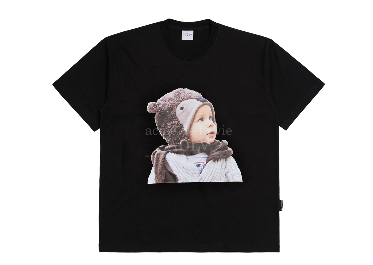 Acme De La Vie Baby Face Bear Muffler Boy Short Sleeve T-Shirt Black