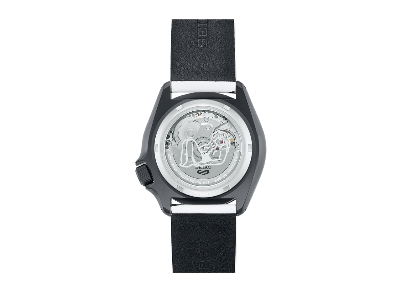Seiko 5 Sports Auto Moai 24 Jewels Black Dial Calfskin Leather Strap - photo 3