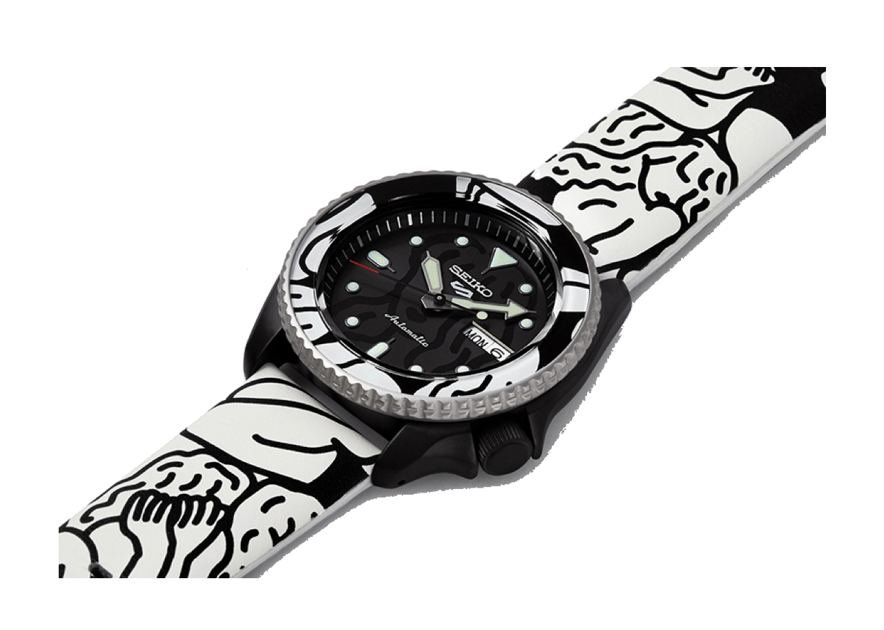 Seiko 5 Sports Auto Moai 24 Jewels Black Dial Calfskin Leather Strap - photo 4