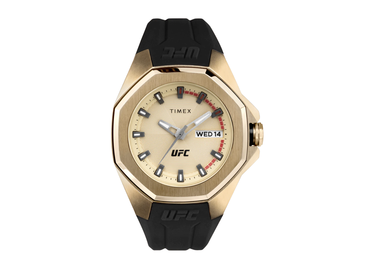 Timex UFC Pro 44mm Silicone Strap Watch Black Gold