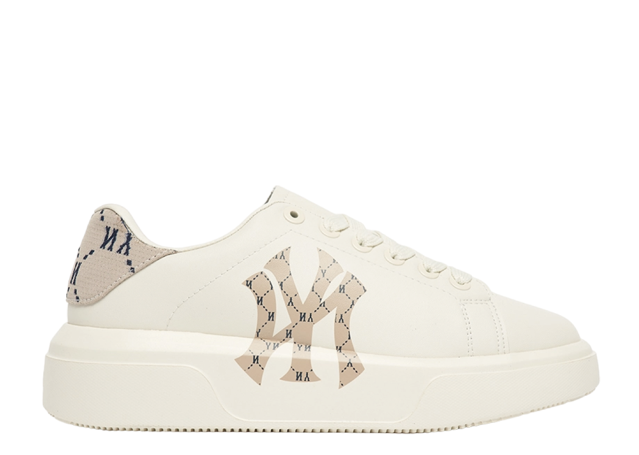 MLB New York Yankees Chunky Classic Diamond Monogram Heel Beige