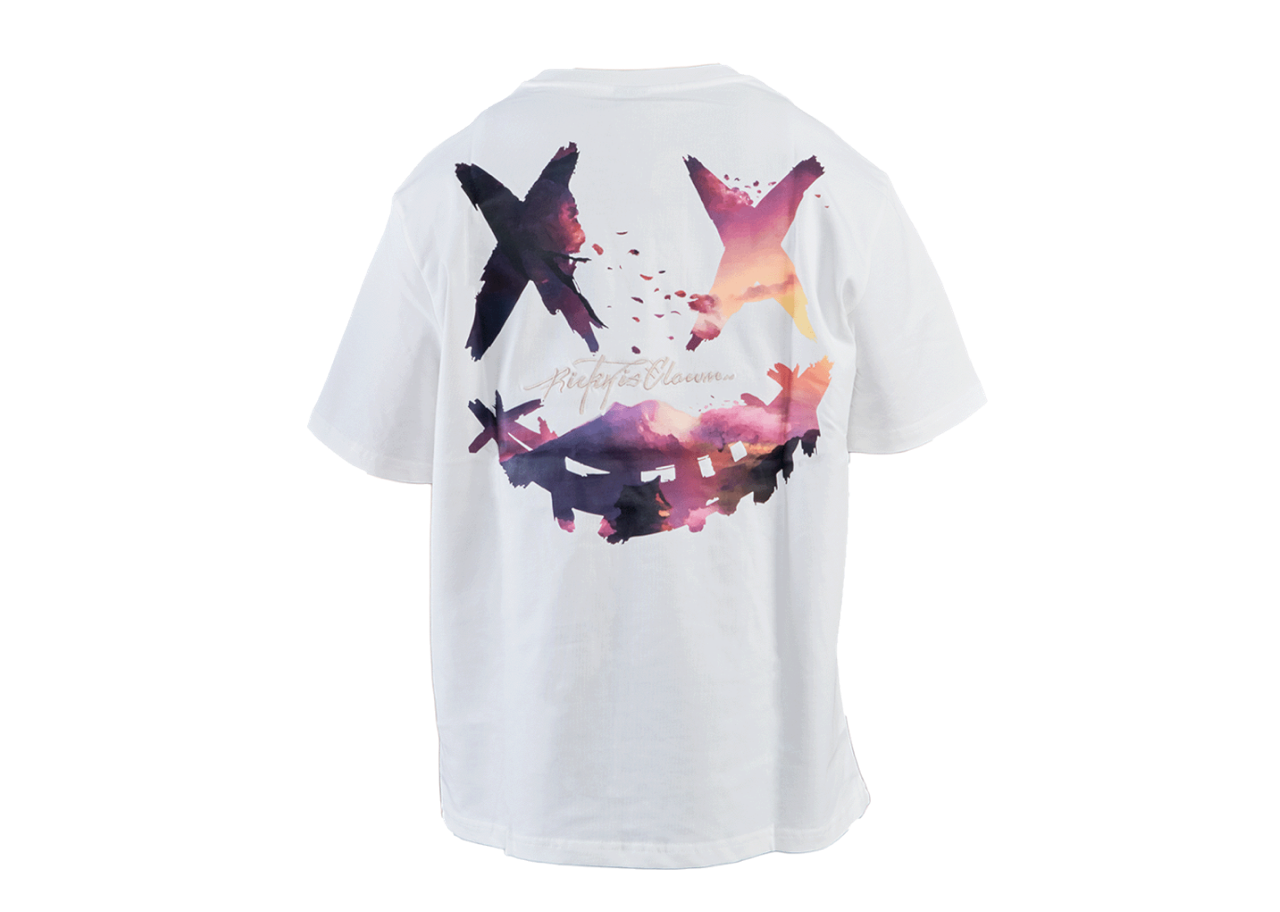 Ricky Is Clown Sakura Sunset Tearing Smiling Face Tee White