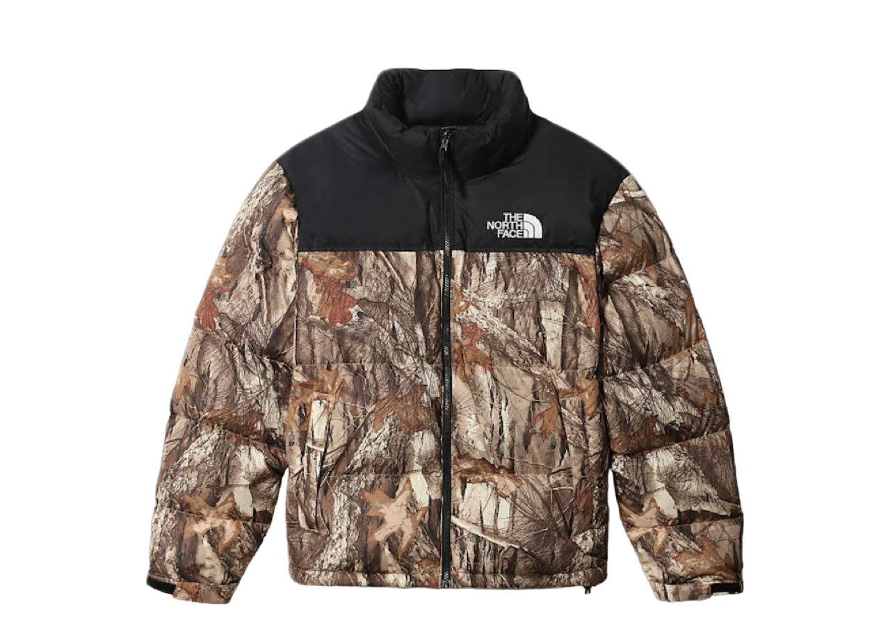 The North Face 1996 Retro Nuptse Packable Jacket Kelp Tan Forest Floor Print