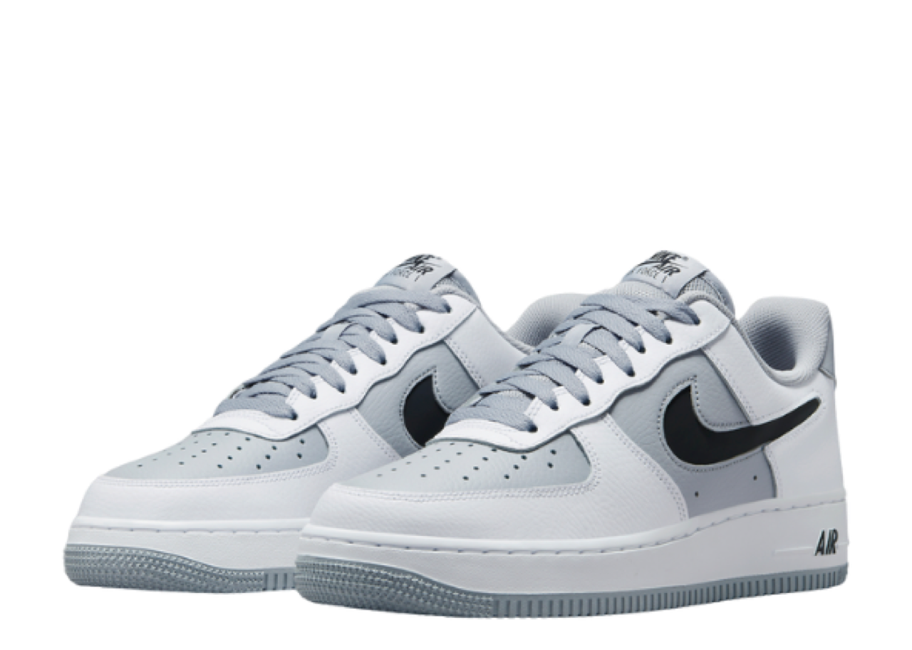 Nike Air Force 1 Low Cut-Out White Grey Black Swoosh - photo 2