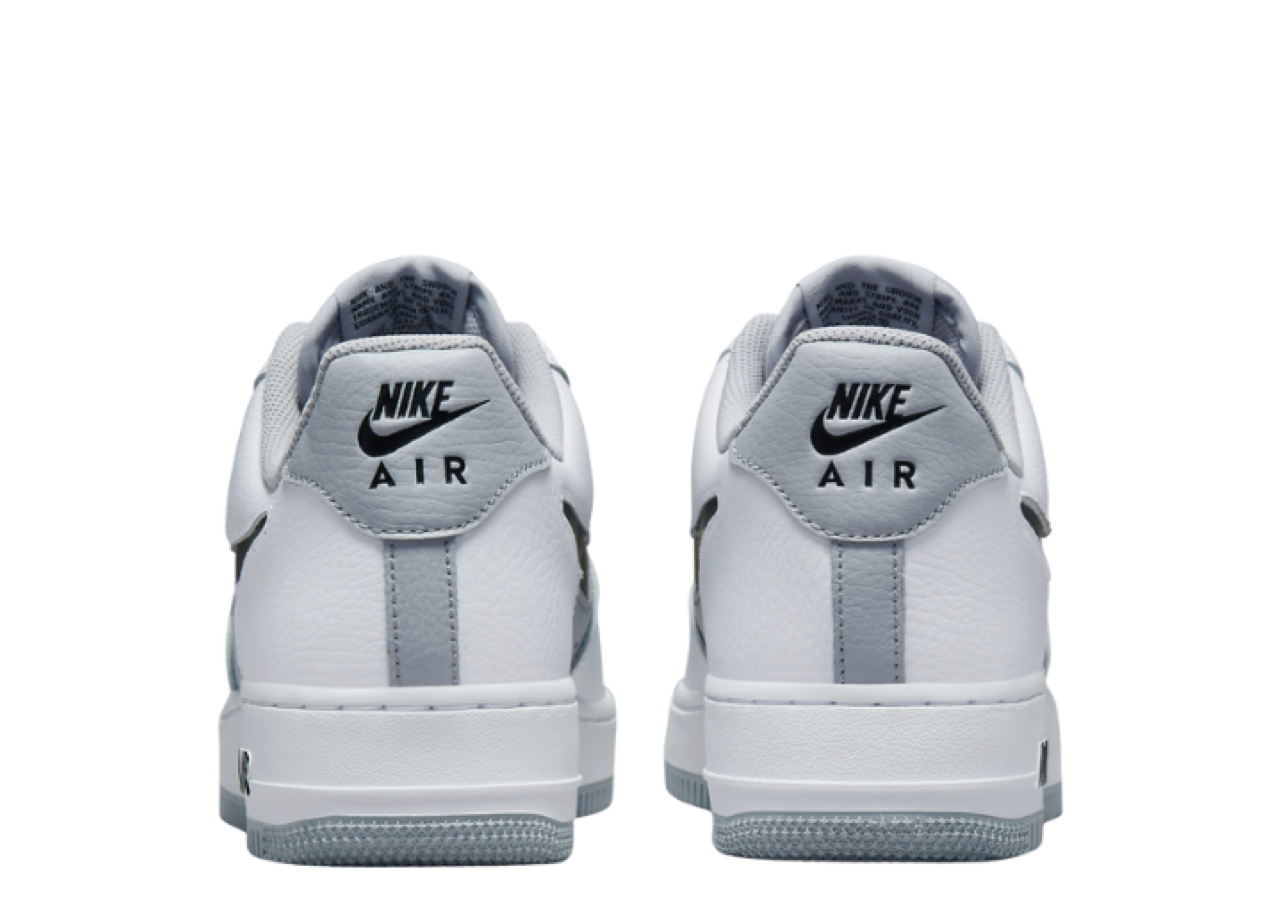Nike Air Force 1 Low Cut-Out White Grey Black Swoosh - photo 3