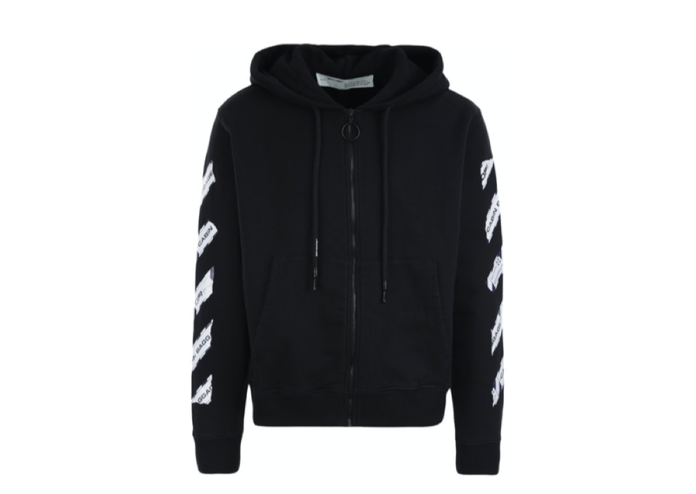 Off-White Airport Tape Slim Zip Hoodie Black