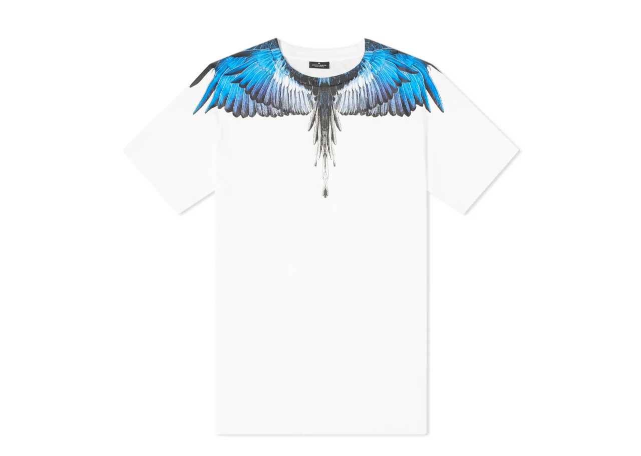 Marcelo Burlon Wings Shoulder Tee White Blue