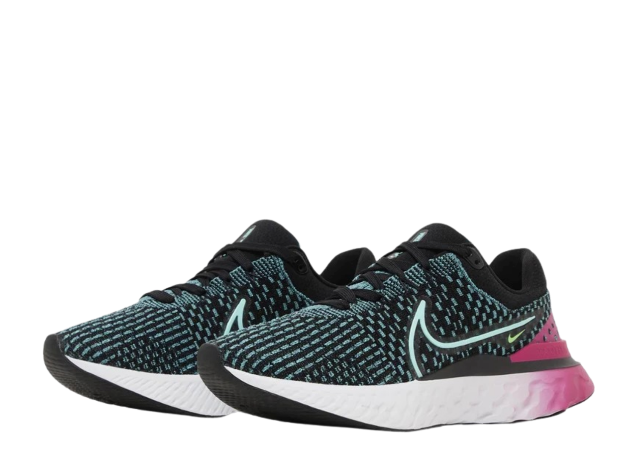 Nike React Infinity Run Flyknit 3 Black Pink Prime Dynamic Turquoise (Women's) - photo 2