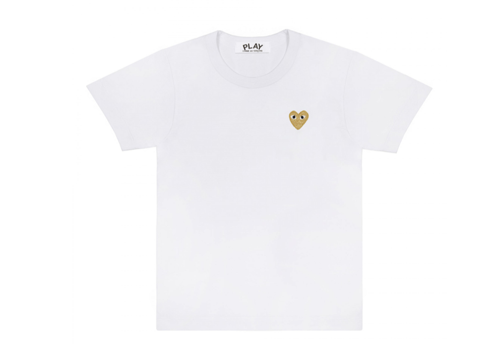 Comme Des Garçons PLAY Gold Emblem White Tee