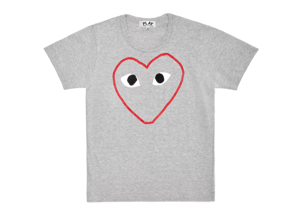 Comme Des Garçons Play Red Heart Sketch T-Shirt Grey
