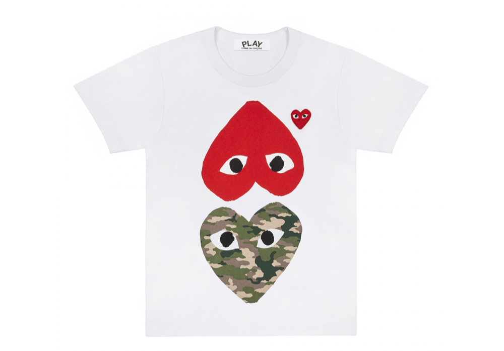 Comme Des Garçons Play Camouflage With Upside Down Heart Women T-Shirt White