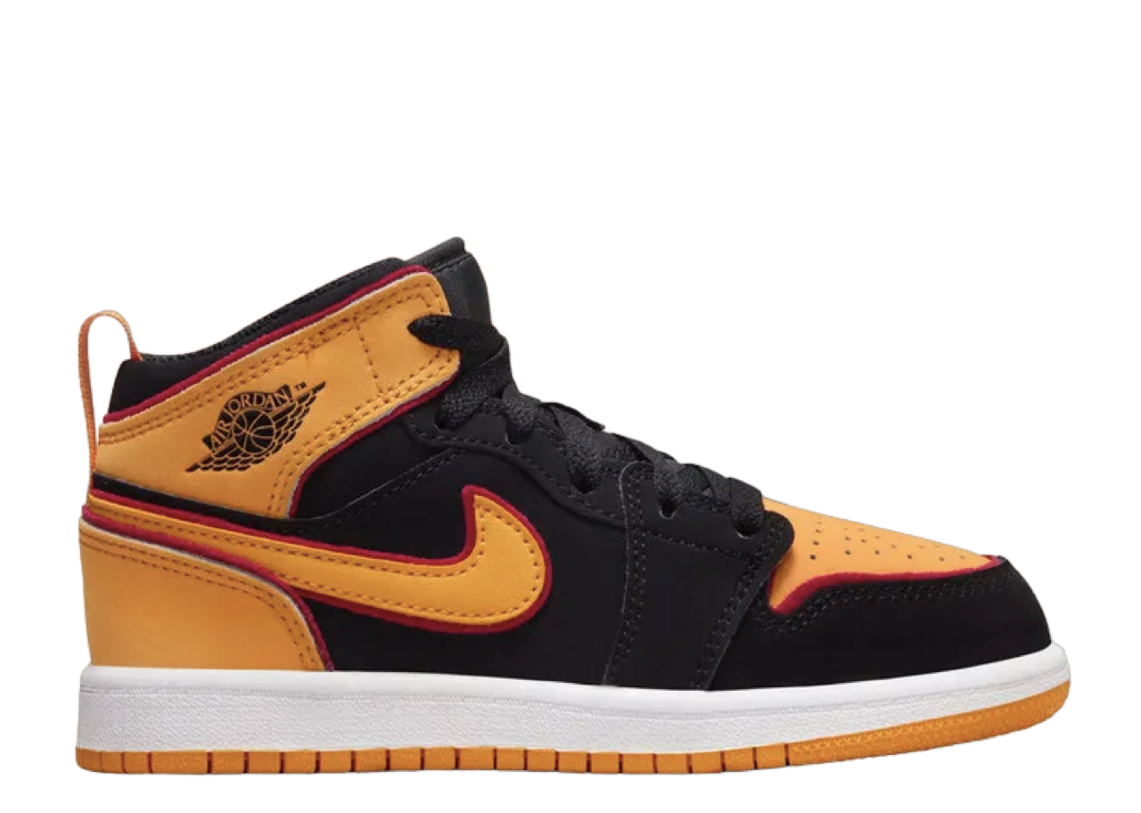 Air Jordan 1 Mid SE Black Vivid Orange (Pre-School)