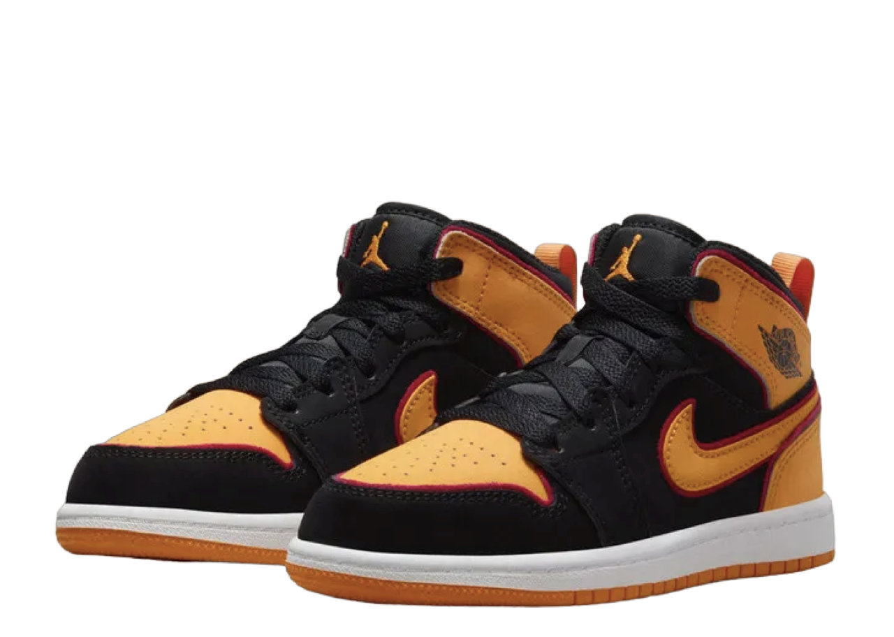 Air Jordan 1 Mid SE Black Vivid Orange (Pre-School) - photo 2