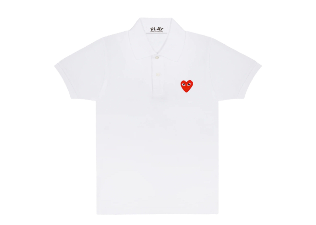 CDG Men's Comme Des Garçons Red Play Polo Shirt
