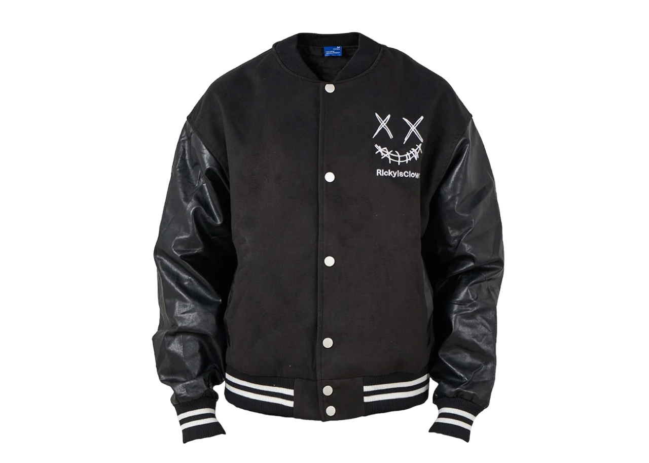 Ricky Is Clown Varsity Jacket Deconstructed All Black