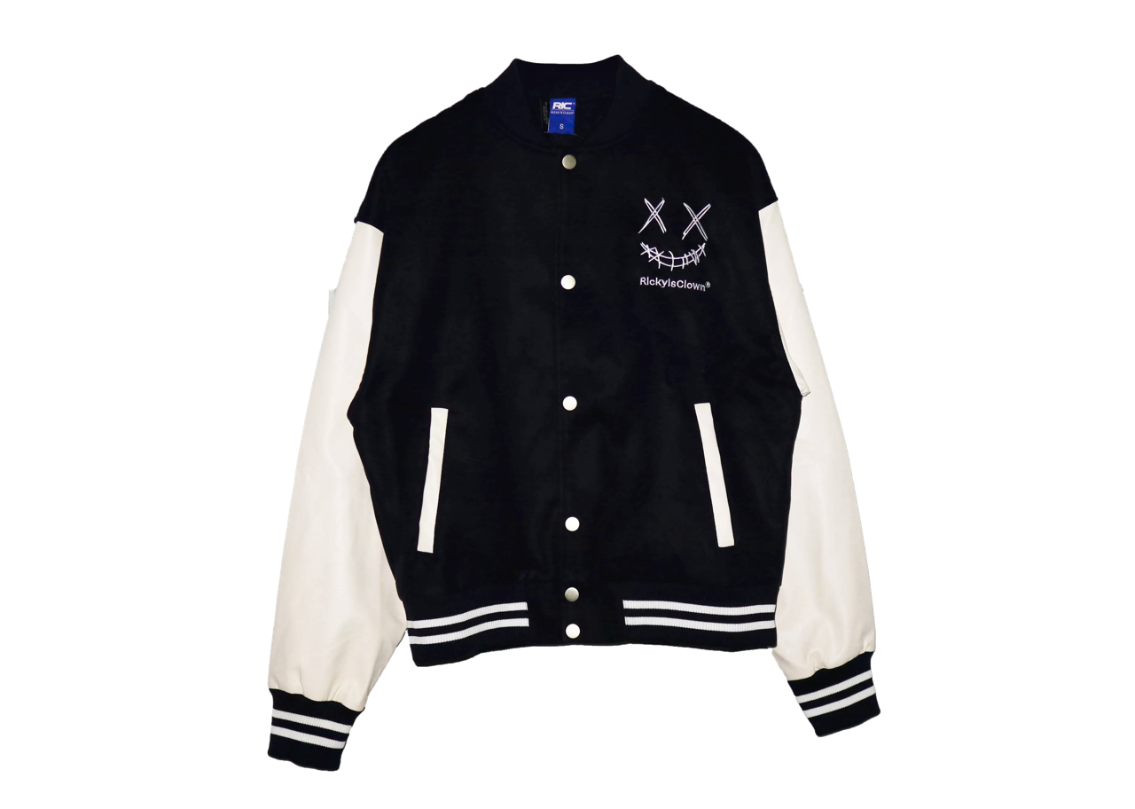 Ricky Is Clown Varsity Jacket Embriodery Navy