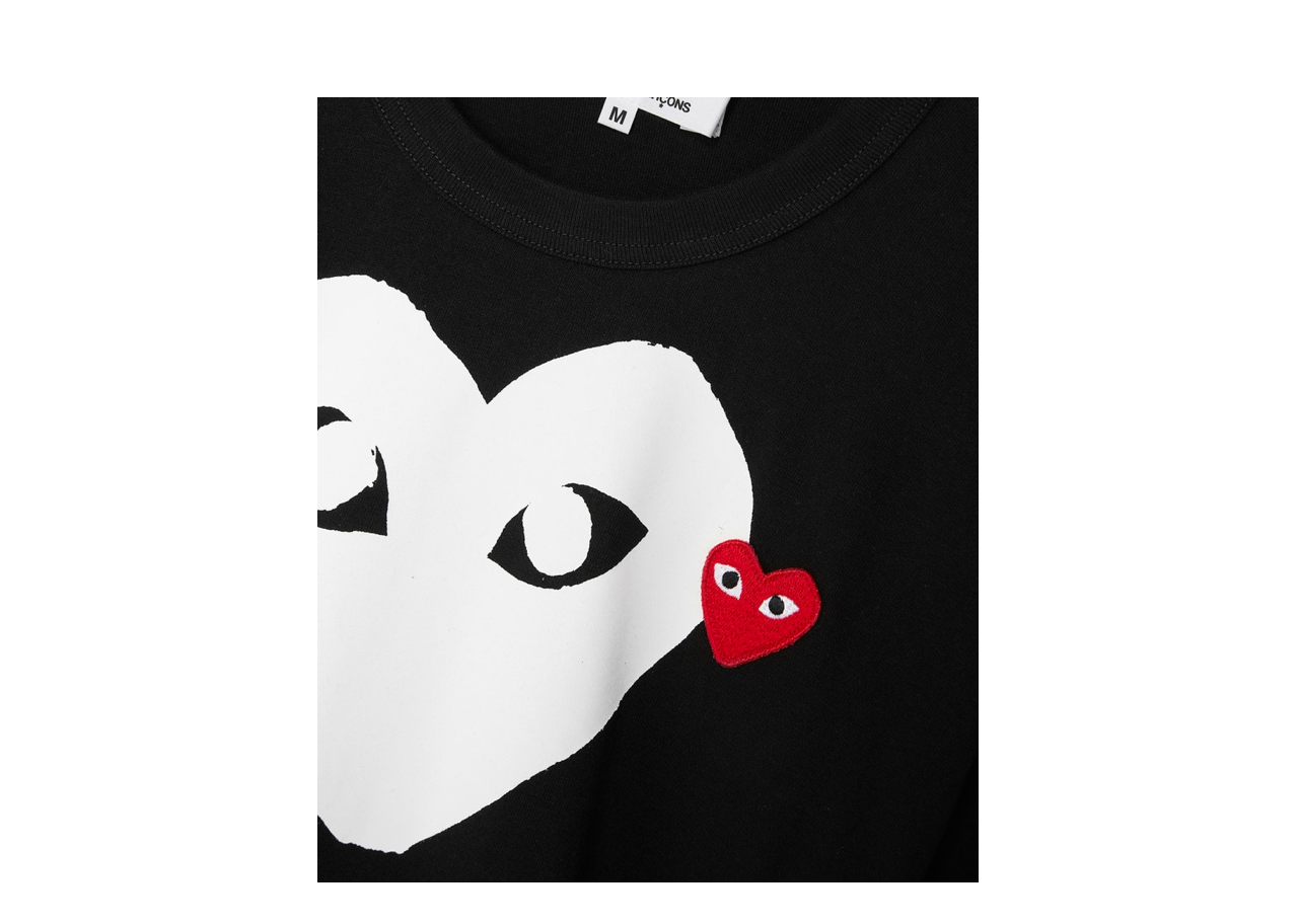 Comme Des Garçons Red PLAY Big Heart T-Shirt Black White - photo 3
