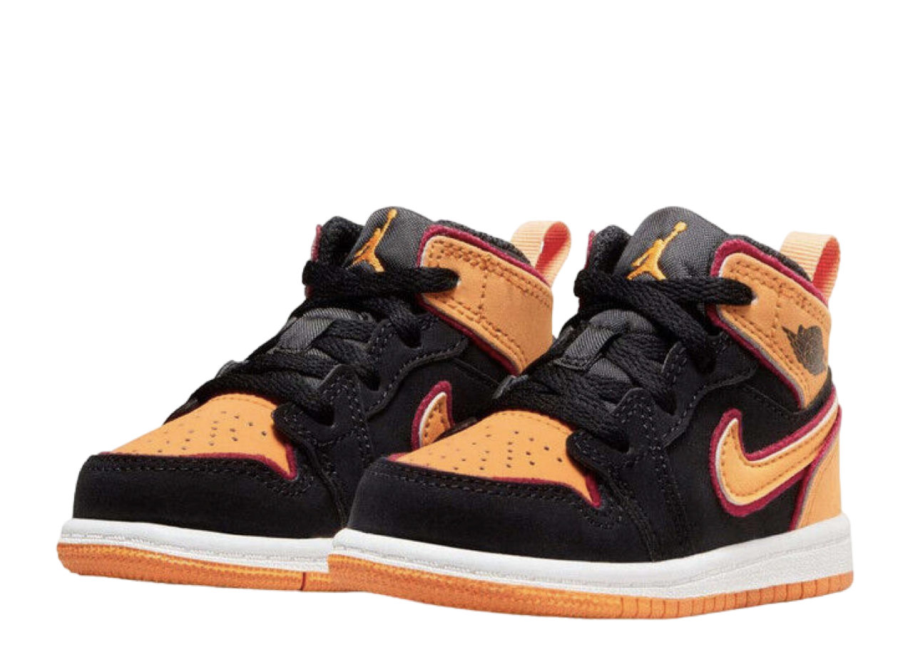 Air Jordan 1 Mid SE Black Vivid Orange (Toddler) - photo 2