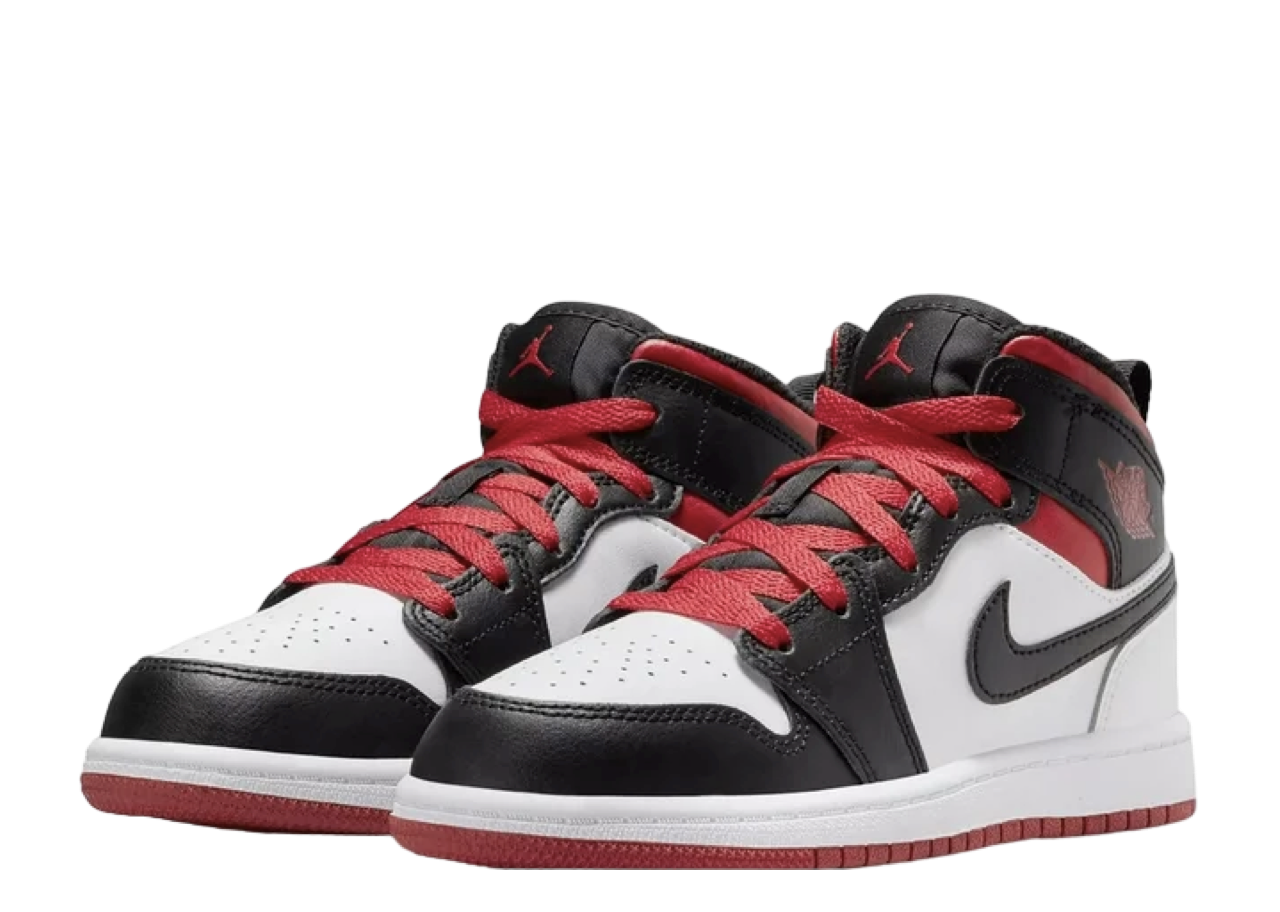 Air Jordan 1 Mid Gym Red Black Toe (Pre-School) - photo 2