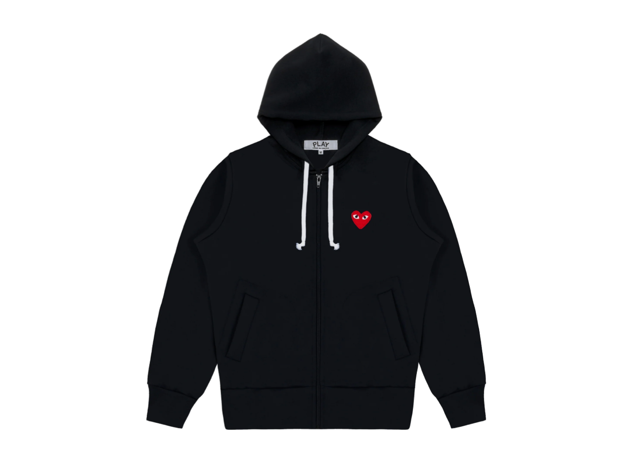 Comme Des Garçons Play Red Emblem Black Zip Hoodie